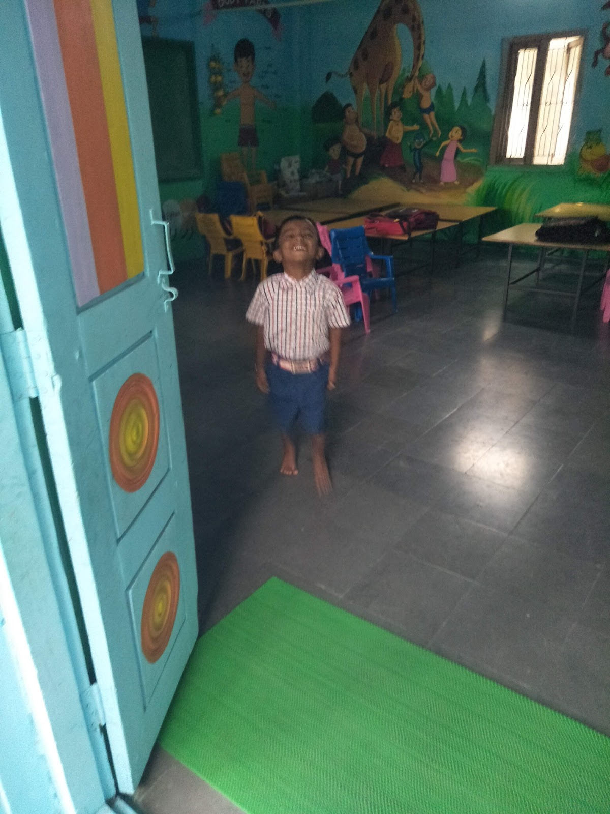School entrance and covered assembly area